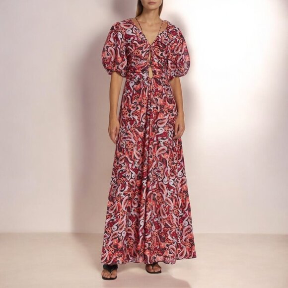 NWT Magali Pascal Pallida Silk-Blend Maxi Dress in Painted Paisley - Picture 6 of 9